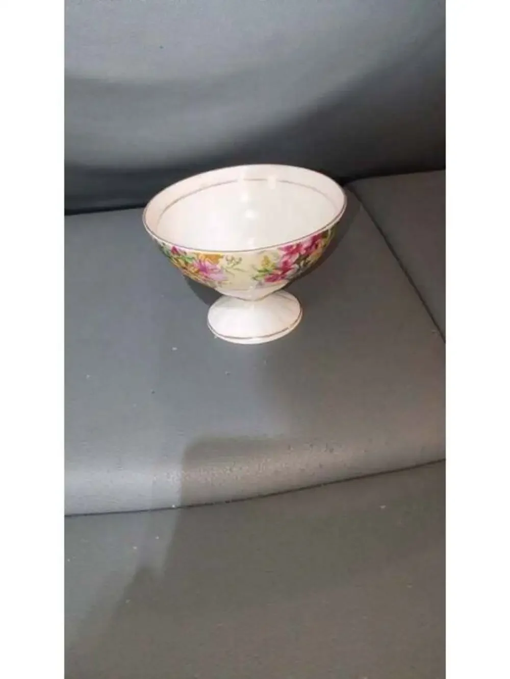 Vintage Floral Footed Tea Cup with Gold Trim
